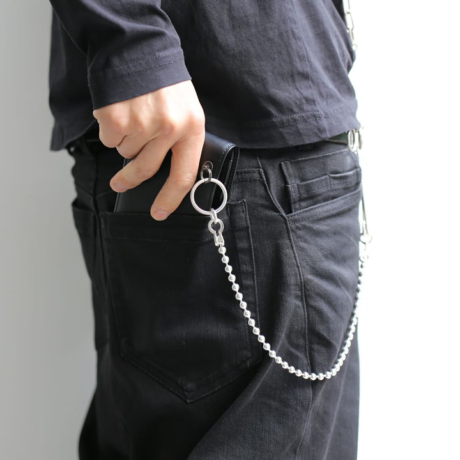 安全別針球形錢包鏈 M - 925 銀