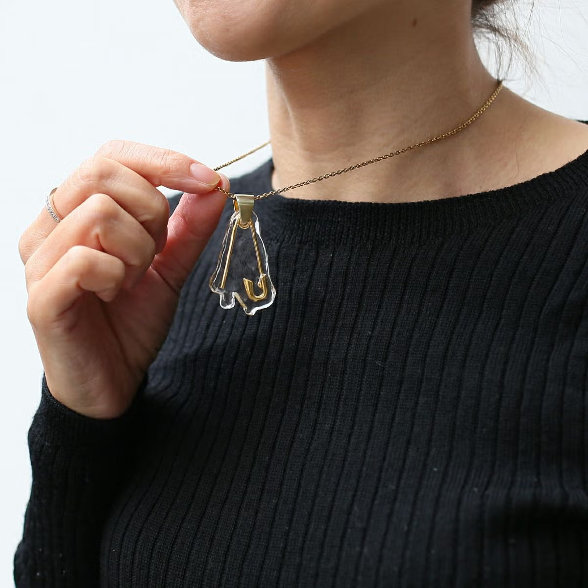 0℃ by JAM HOME MADE Safety Pin Necklace (Gold, Size M)