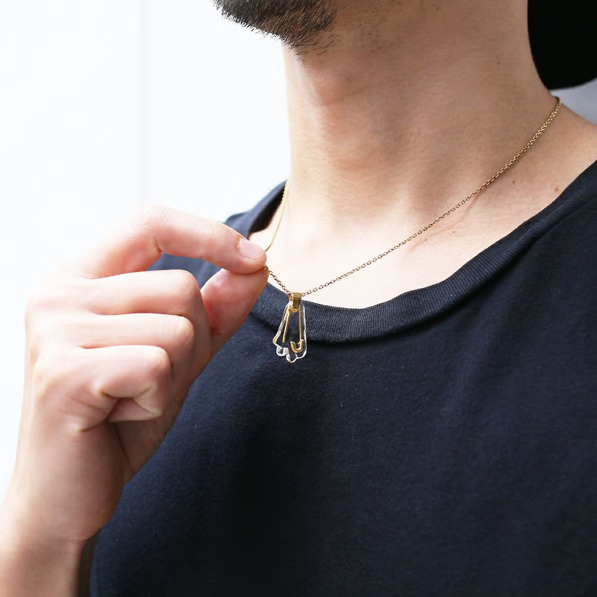 0℃ by JAM HOME MADE Safety Pin Necklace (Gold, Size S)