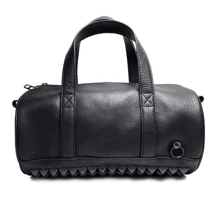 ENDURE Leather Studded 2-Way Drum Bag Shoulder Bag S - Black