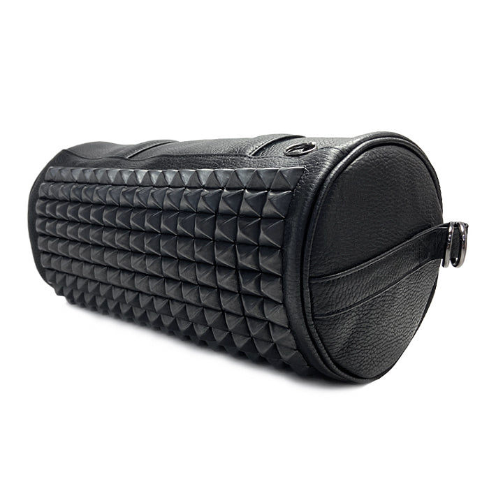 ENDURE Leather Studded 2-Way Drum Bag Shoulder Bag S - Black