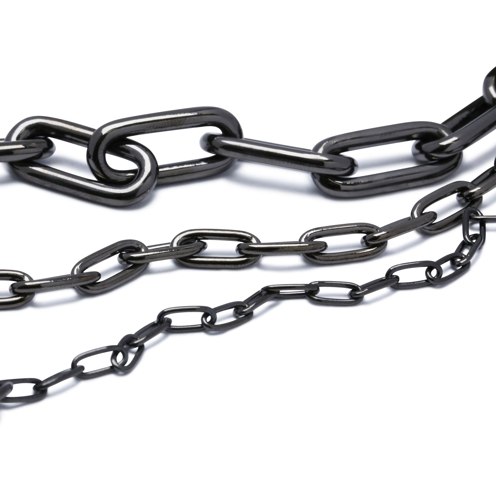 Long Safety Pin Azuki Chain Diamond Bracelet S - Black