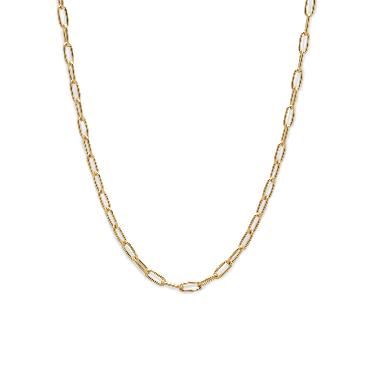 Safety Pin Long Azuki Chain Diamond Necklace S - Gold