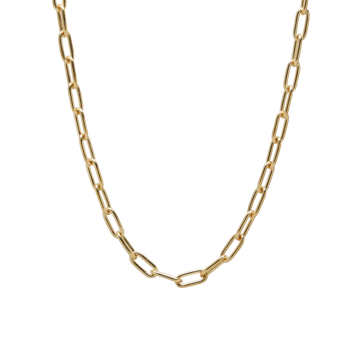 Safety Pin Long Azuki Chain Diamond Necklace M - Gold