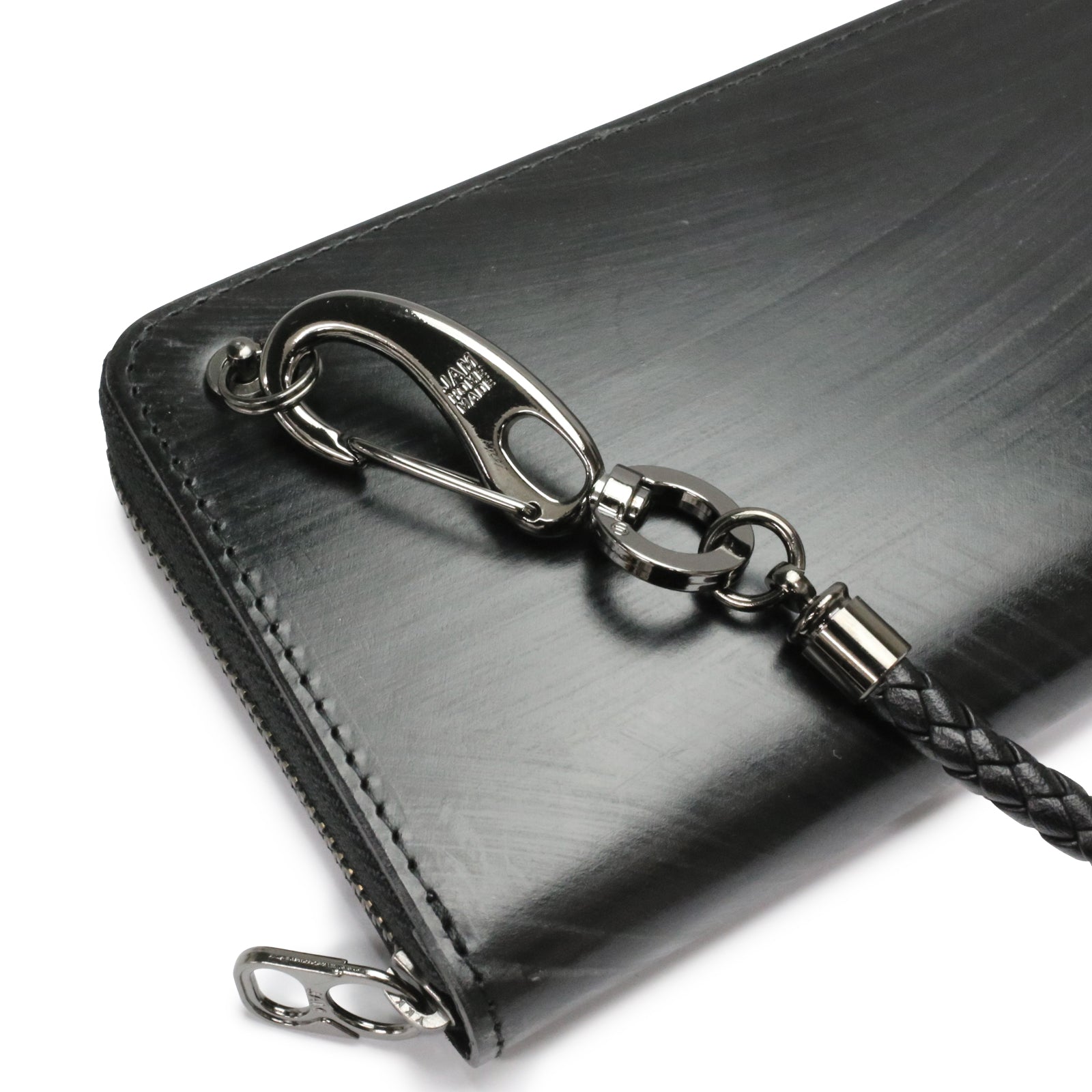 Braided Leather Wallet Cord - Black