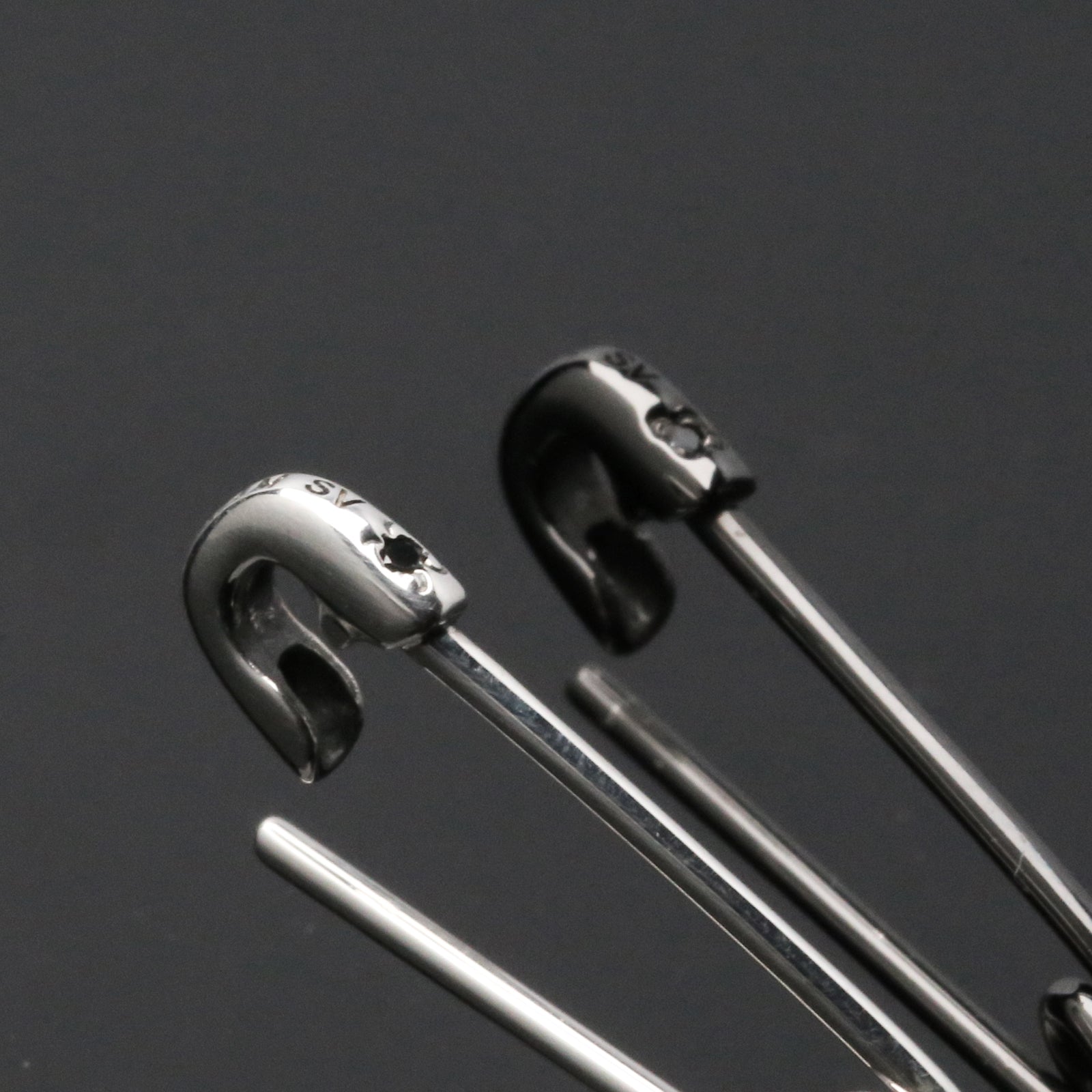 Safety Pin Diamond Earrings XS - Black / Single Ear