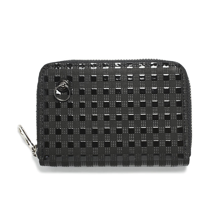 Inden - Indenya Round Zipper Tri-Fold Wallet, Check Pattern / Coin Purse/Mini Wallet