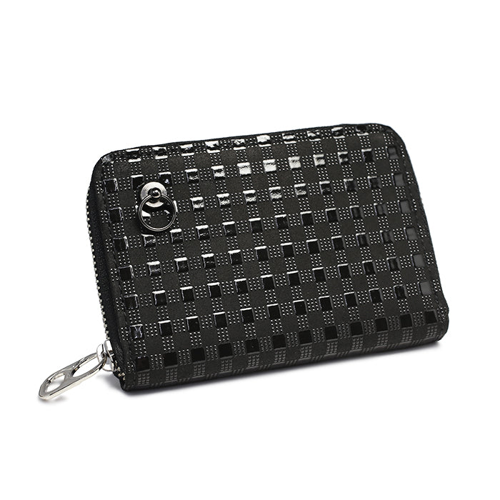 Inden - Indenya Round Zipper Tri-Fold Wallet, Check Pattern / Coin Purse/Mini Wallet