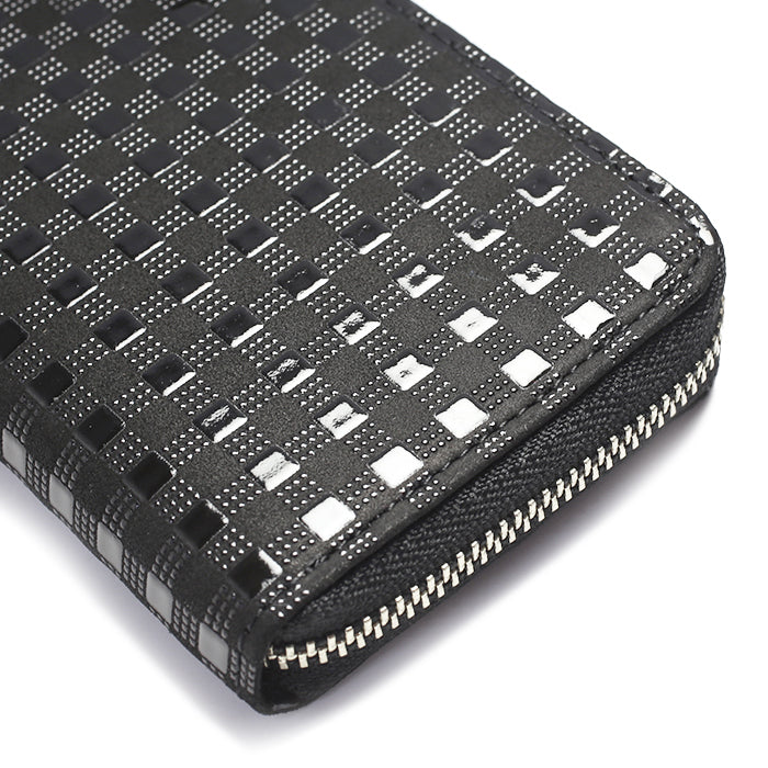 Inden - Indenya Round Zipper Tri-Fold Wallet, Check Pattern / Coin Purse/Mini Wallet