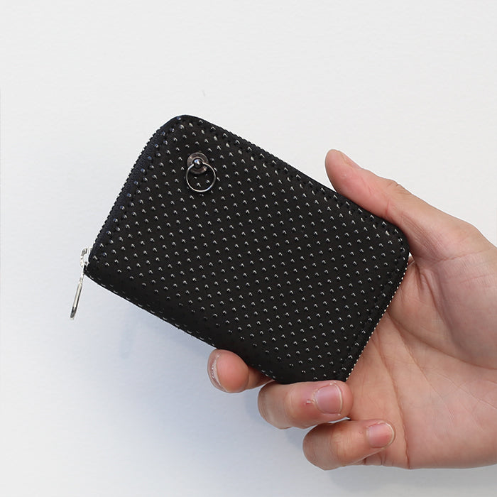 Inden - Indenya Round Zipper Tri-Fold Wallet, Dot Pattern / Coin Purse/Mini Wallet