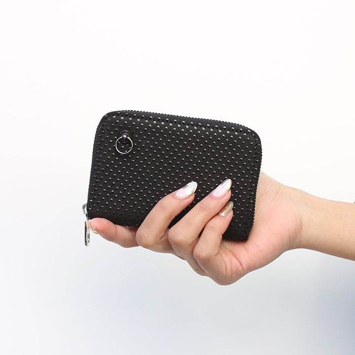 Inden - Indenya Round Zipper Tri-Fold Wallet, Dot Pattern / Coin Purse/Mini Wallet