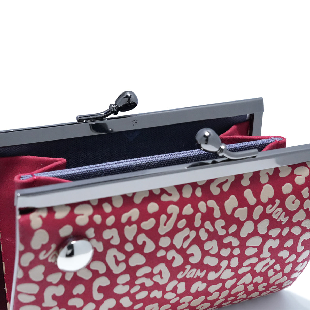 Inden - Indenya Clasp Purse Wallet RED×WHITE Leopard Print