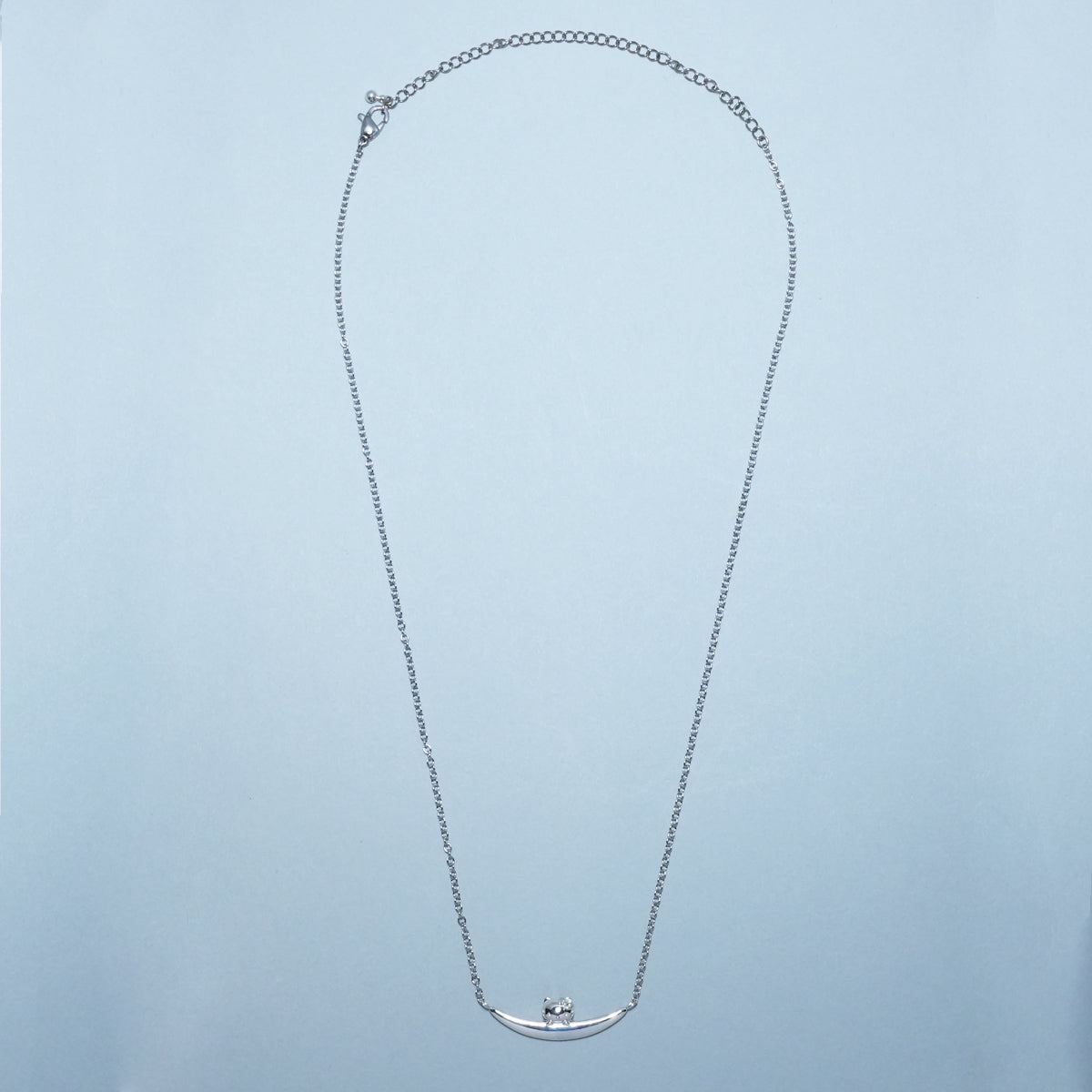 Hello Kitty Crescent Moon Rack Necklace - 925 Sterling Silver