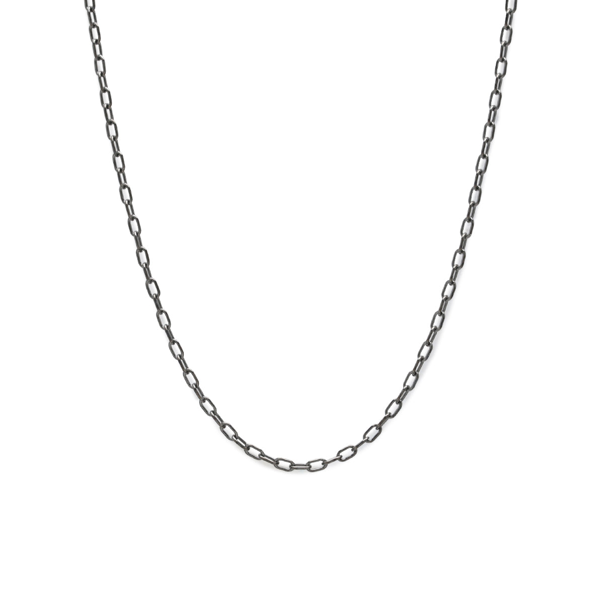 Safety Pin Long Azuki Chain Diamond Necklace XS - Black