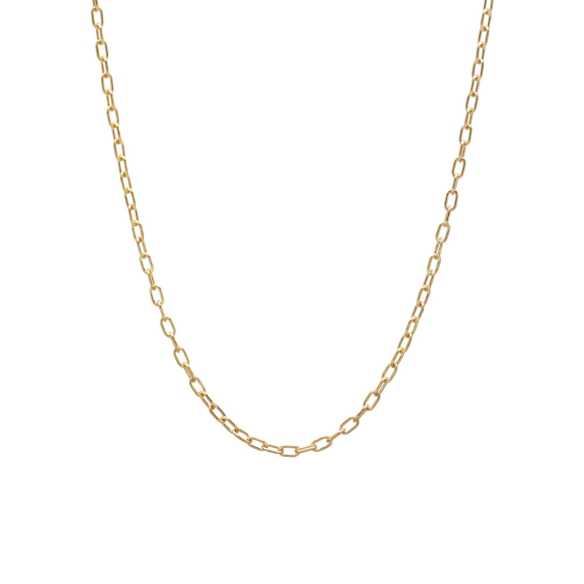 Safety Pin Long Azuki Chain Diamond Necklace XS - Gold