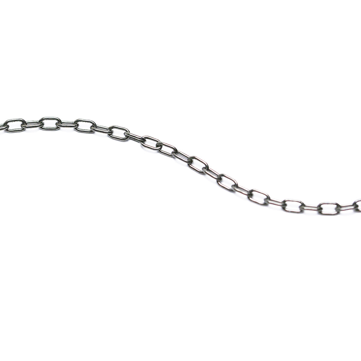 Safety Pin Long Azuki Chain Diamond Necklace XS - Silver (Smoked Finish)