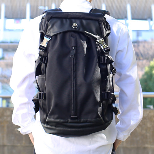 Ethical Leather & Eco Cordura Combination Backpack Rucksack 20L