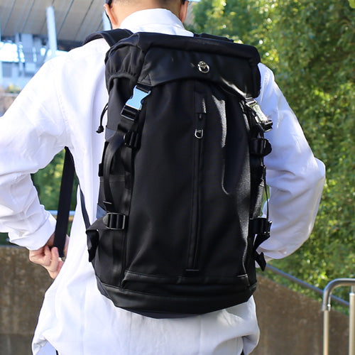 Ethical Leather & Eco Cordura Combination Backpack Rucksack 20L