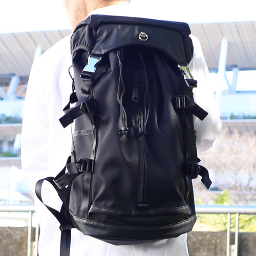 Ethical Leather & Eco Cordura Combination Backpack Rucksack 20L