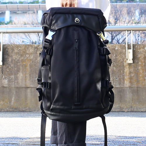 Ethical Leather & Eco Cordura Combination Backpack Rucksack 20L