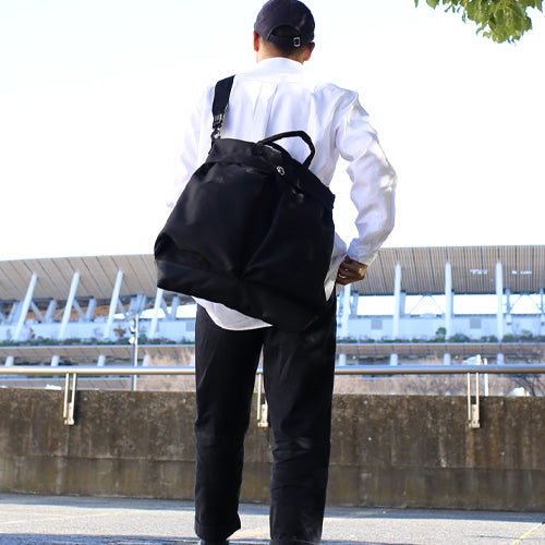 Ethical Leather & Eco Cordura Combination Helmet Bag Shoulder Bag Large Capacity Original/Made in Japan