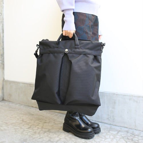 Ethical Leather & Eco Cordura Combination Helmet Bag Shoulder Bag Large Capacity Original/Made in Japan