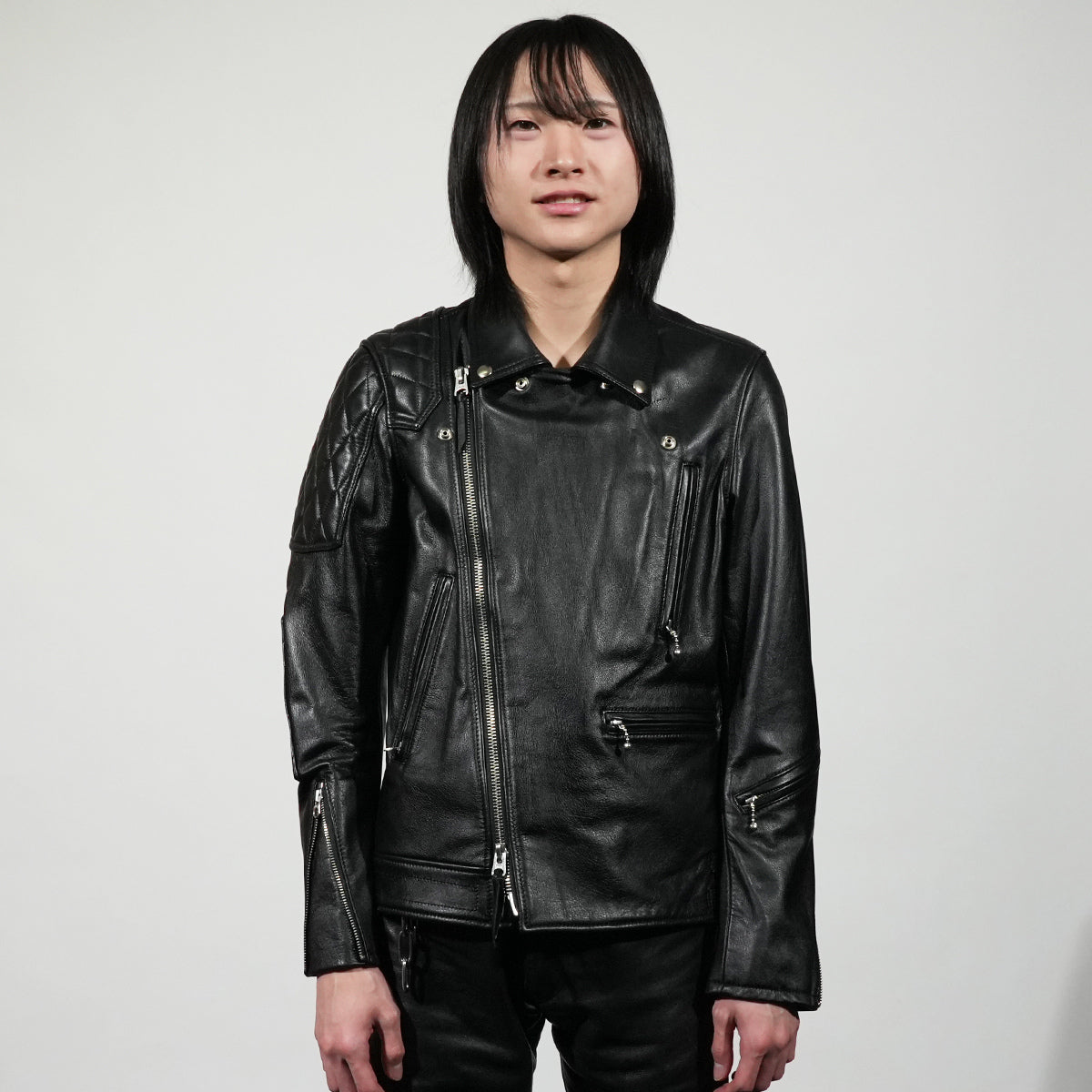 KADOTANI 加墊皮革騎士夾克,雙層部落