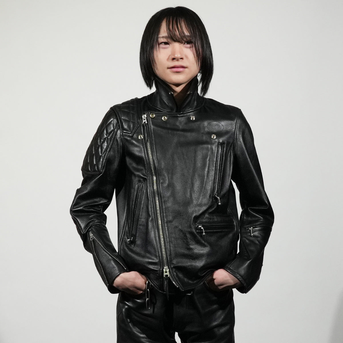 KADOTANI 加墊皮革騎士夾克,雙層部落