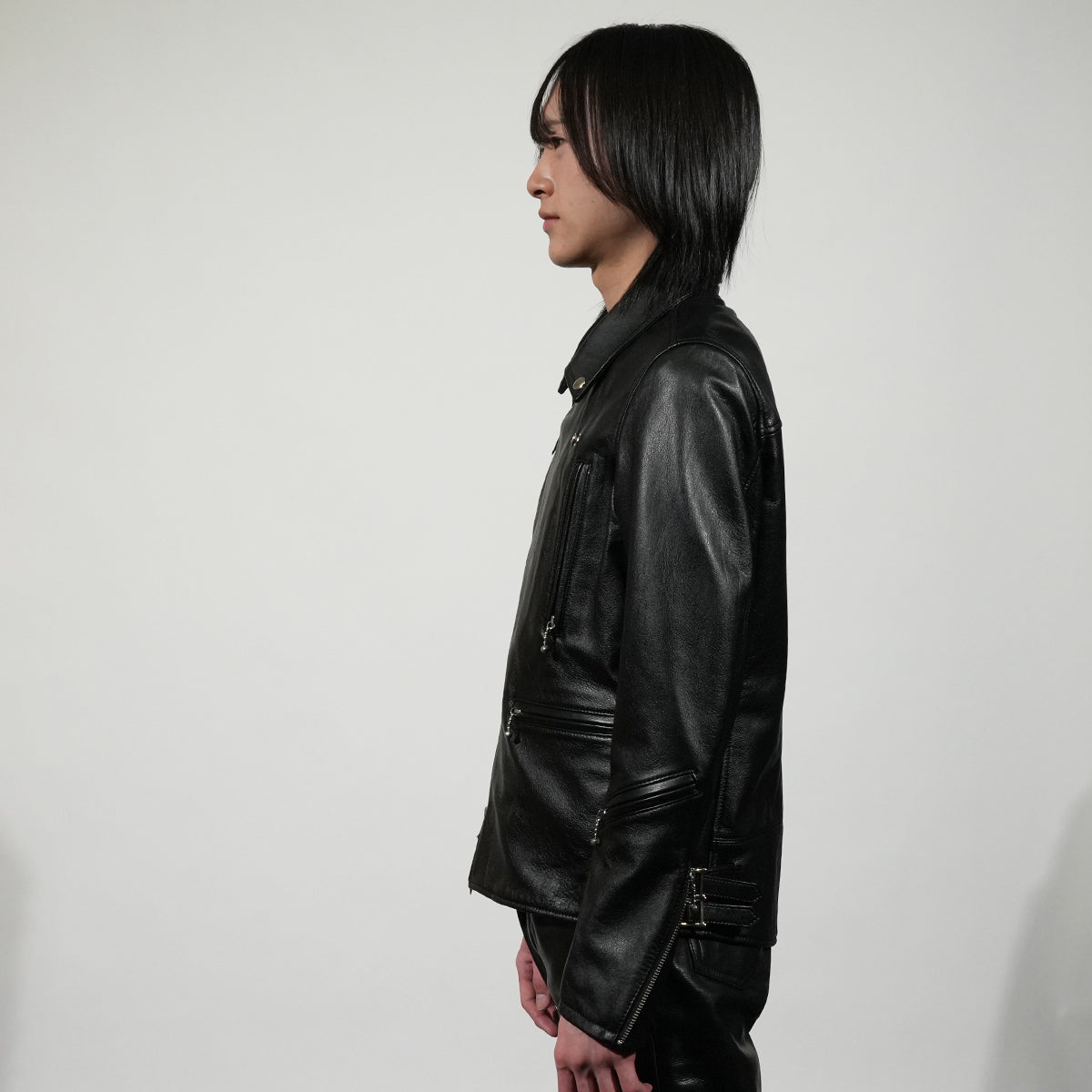 KADOTANI 加墊皮革騎士夾克,雙層部落