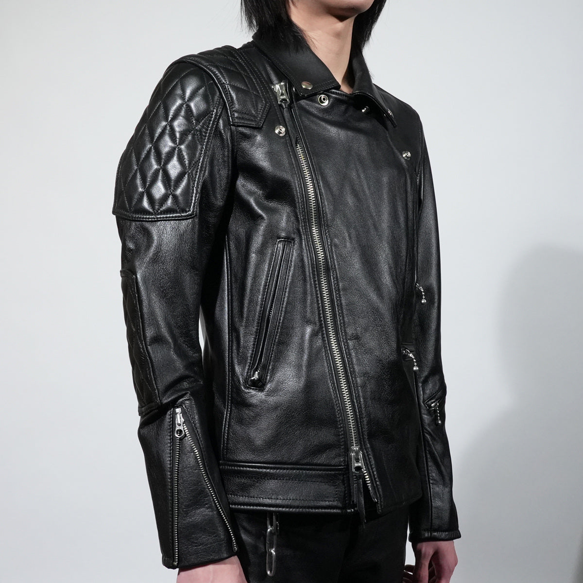 KADOTANI 加墊皮革騎士夾克,雙層部落