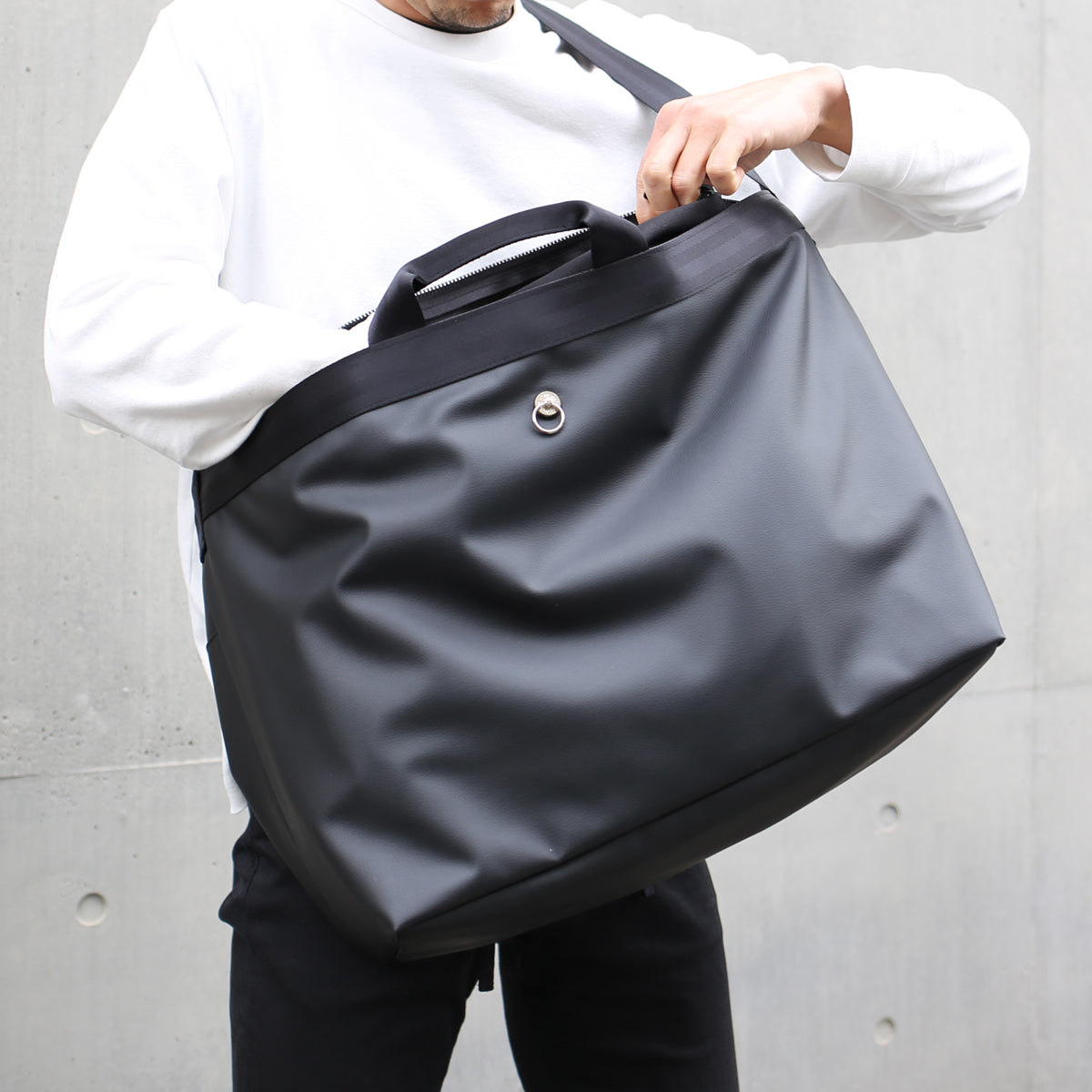 Ethical Leather 2-way Big Boston Bag & Shoulder Bag Original/Made in Japan