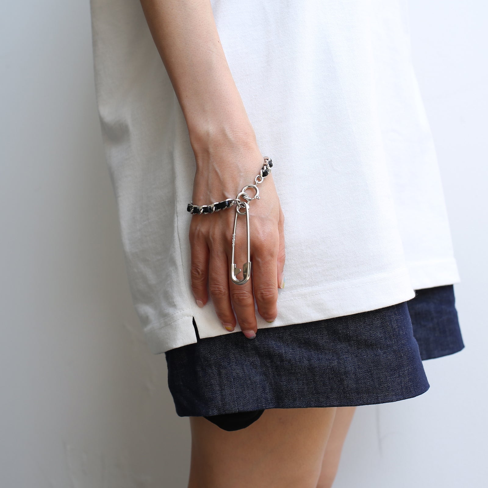 ToraTape Chain Bracelet & Anklet (Thick / Silver & Black)