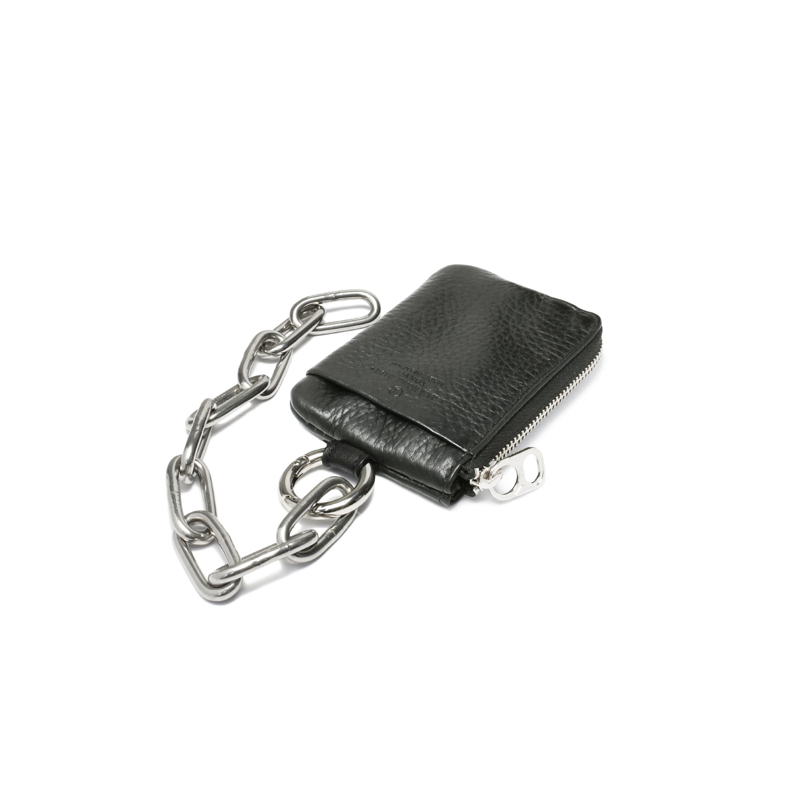 Hands-free L-shaped Zip Pouch/Fragment Case Scotchgard Leather with Chain