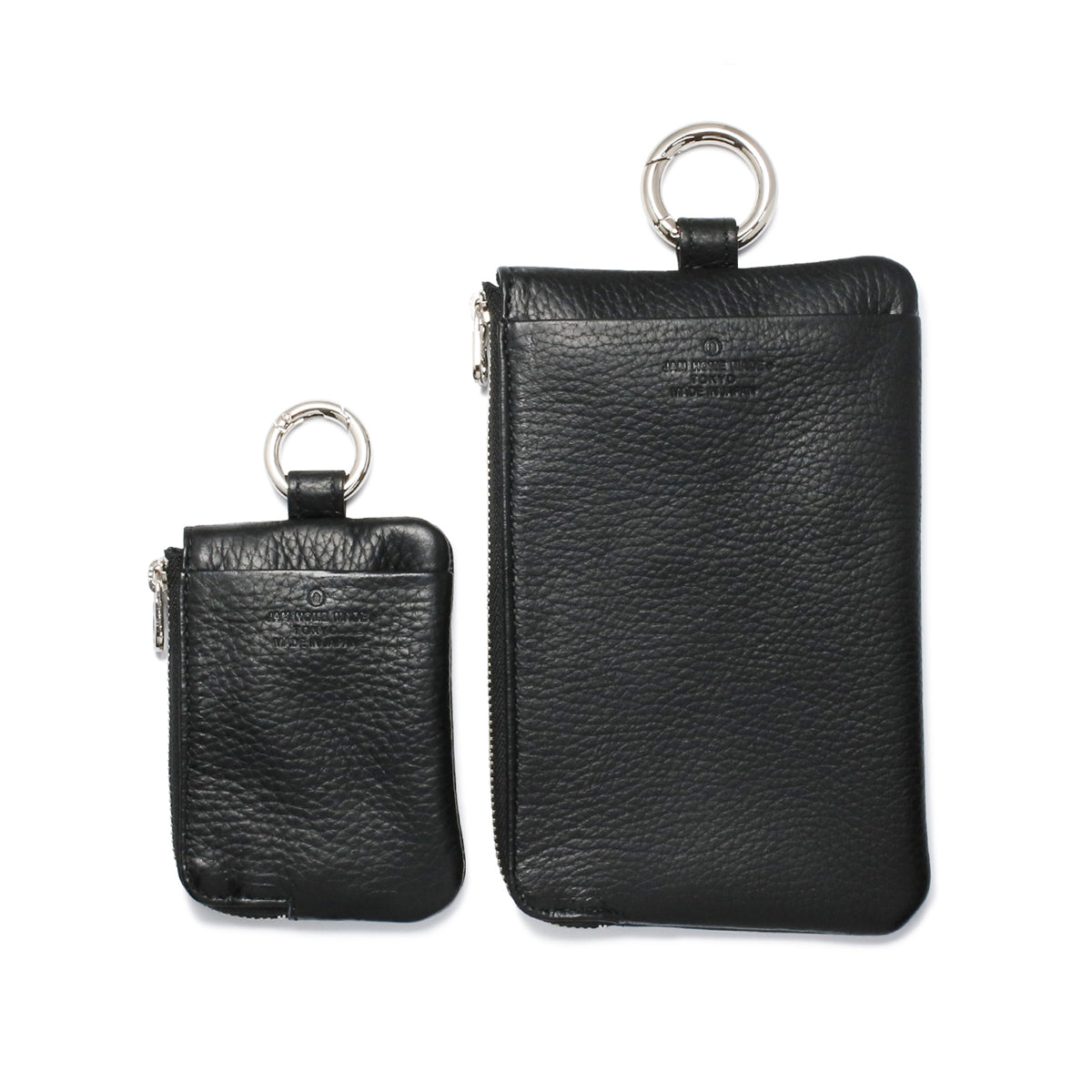 Hands-free L-shaped Zip Pouch/Fragment Case Scotchgard Leather with Chain