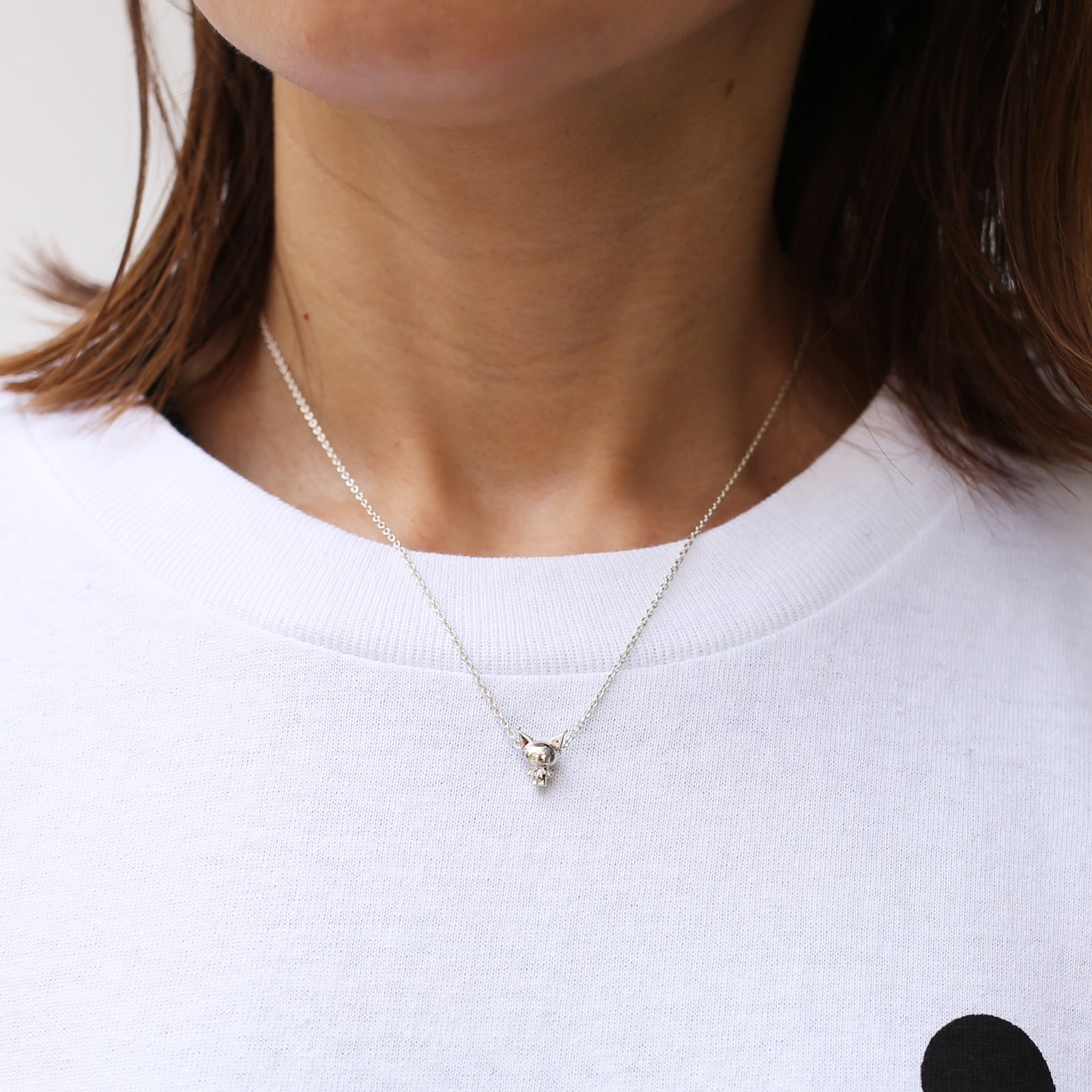 Kuromi Clover Necklace - Silver