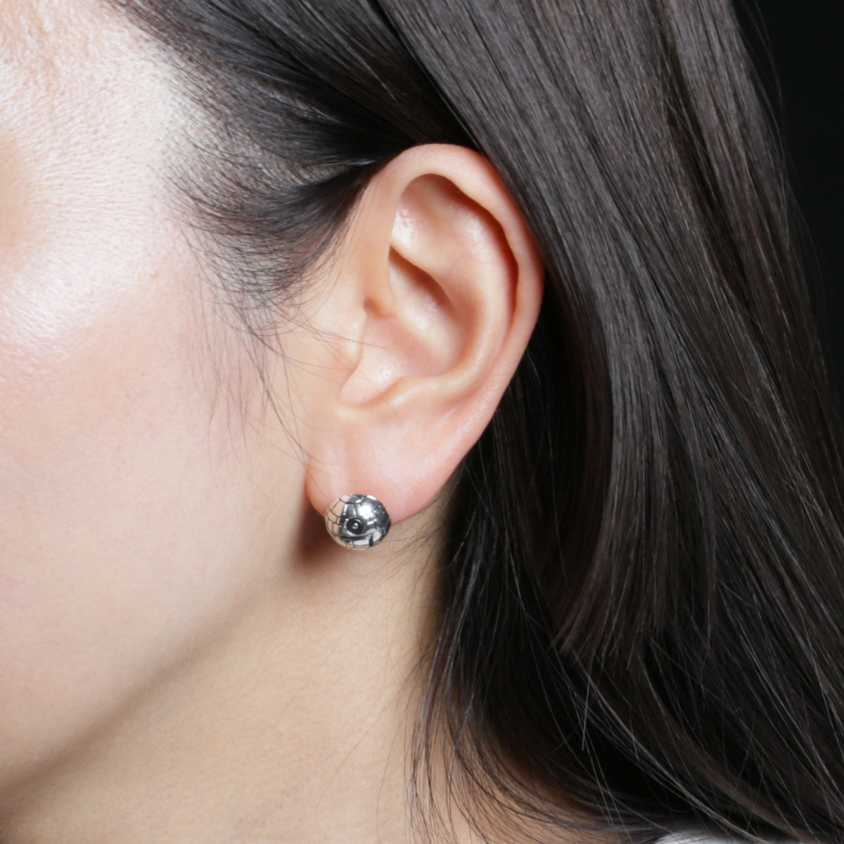 星球大战™死星耳环 - 银色/单只