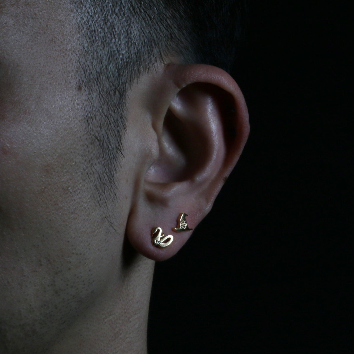 哈利·波特与魔法石分院帽耳环 - 斯莱特林(双耳)