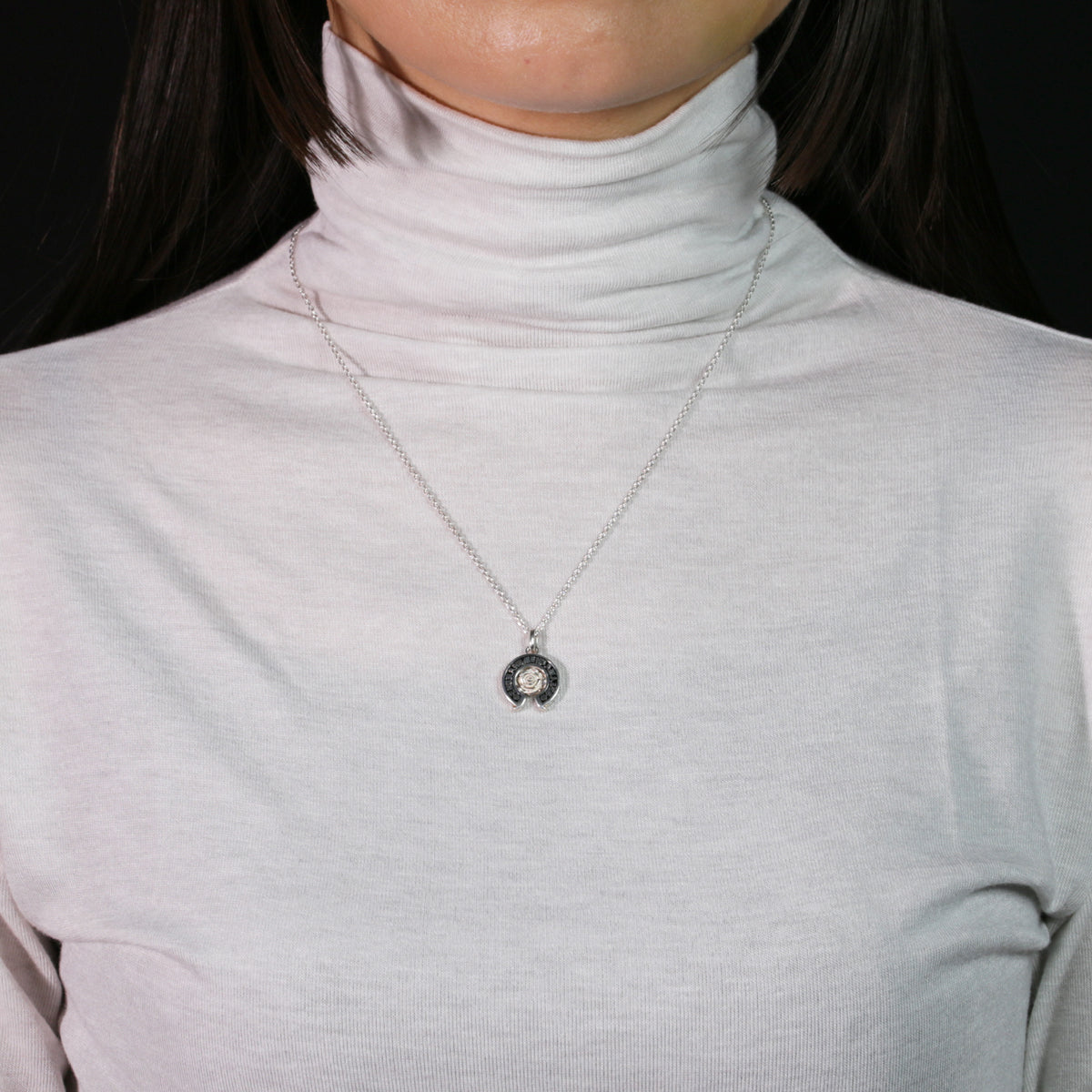 Beauty and the Beast Rose Necklace Prince Silver