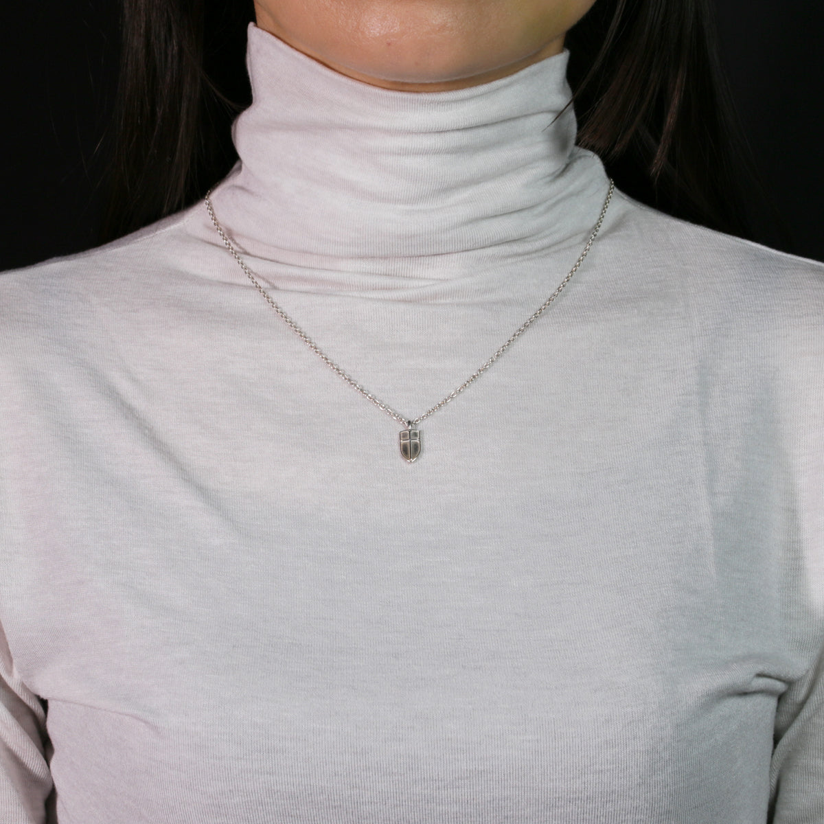 Sleeping Beauty Prince Phillip's Shield Necklace Silver