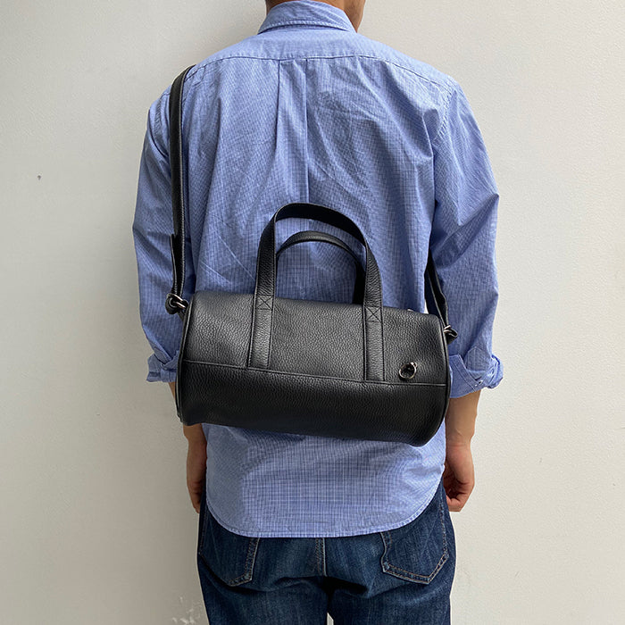ENDURE Leather 2-Way Drum Bag Shoulder Bag S - Black