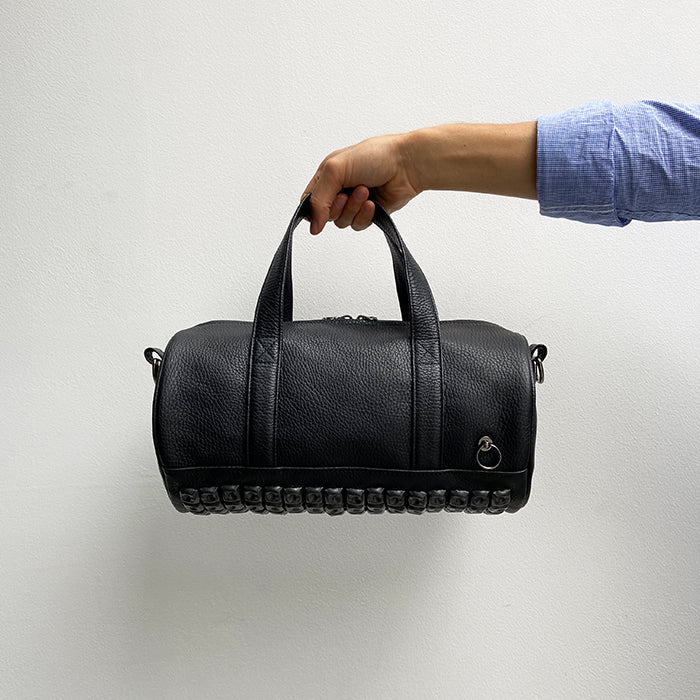 ENDURE Leather JAM Studded 2-Way Drum Bag Shoulder Bag S - Black