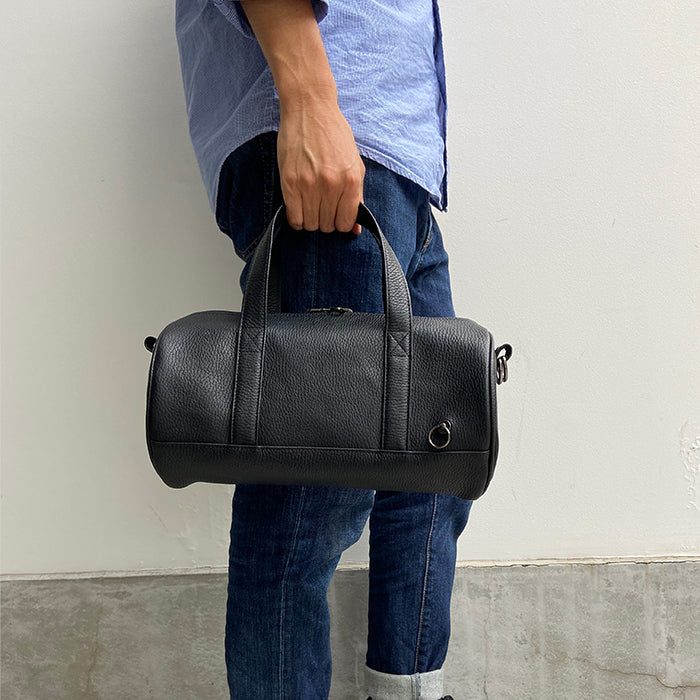 ENDURE Leather 2-Way Drum Bag Shoulder Bag S - Black