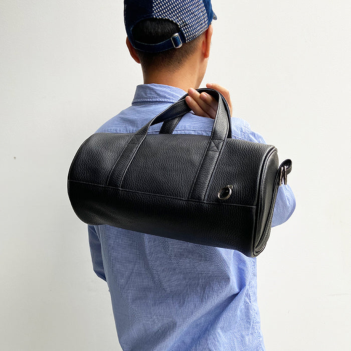 ENDURE Leather 2-Way Drum Bag Shoulder Bag S - Black
