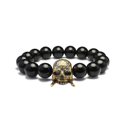Pirates of the Caribbean: Dead Men Tell No Tales Skull Bracelet in Onyx - Gold
