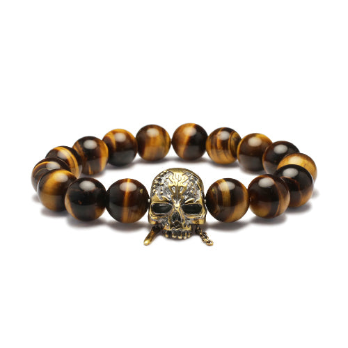Pirates of the Caribbean: Dead Men Tell No Tales Skull Bracelet in Tiger Eye - Gold