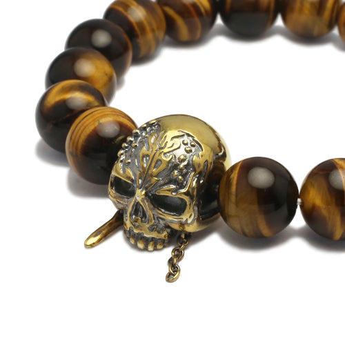 Pirates of the Caribbean: Dead Men Tell No Tales Skull Bracelet in Tiger Eye - Gold
