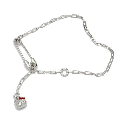 Hello Kitty 别针手链 - 银色