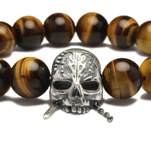 Pirates of the Caribbean: Dead Men Tell No Tales Skull Bracelet in Tiger Eye - Silver