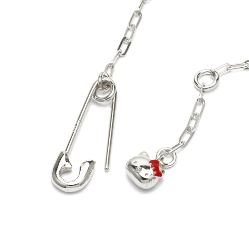 Hello Kitty Safety Pin Necklace - Silver
