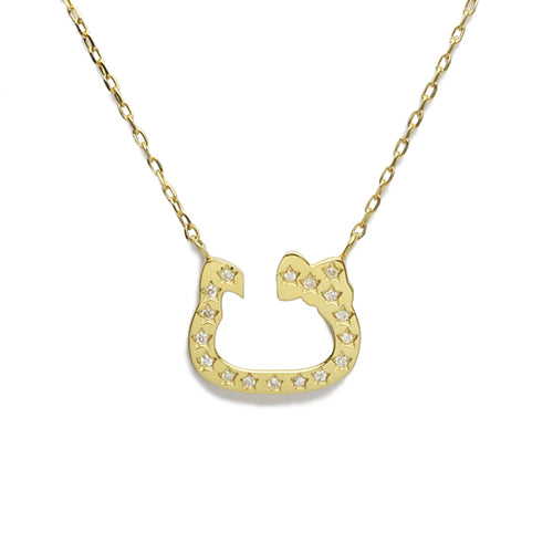 Hello Kitty Horseshoe Necklace - 10K Yellow Gold